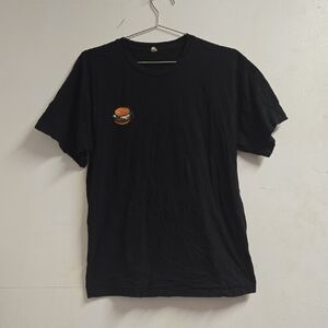 Black T-Shirt with Burger Patch